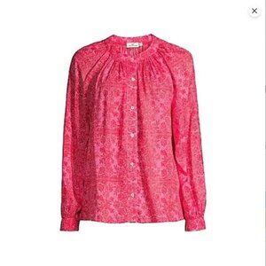 Vineyard Vines EUC Size M Pink Coral Floral Print Long Sleeve Top Button Down
